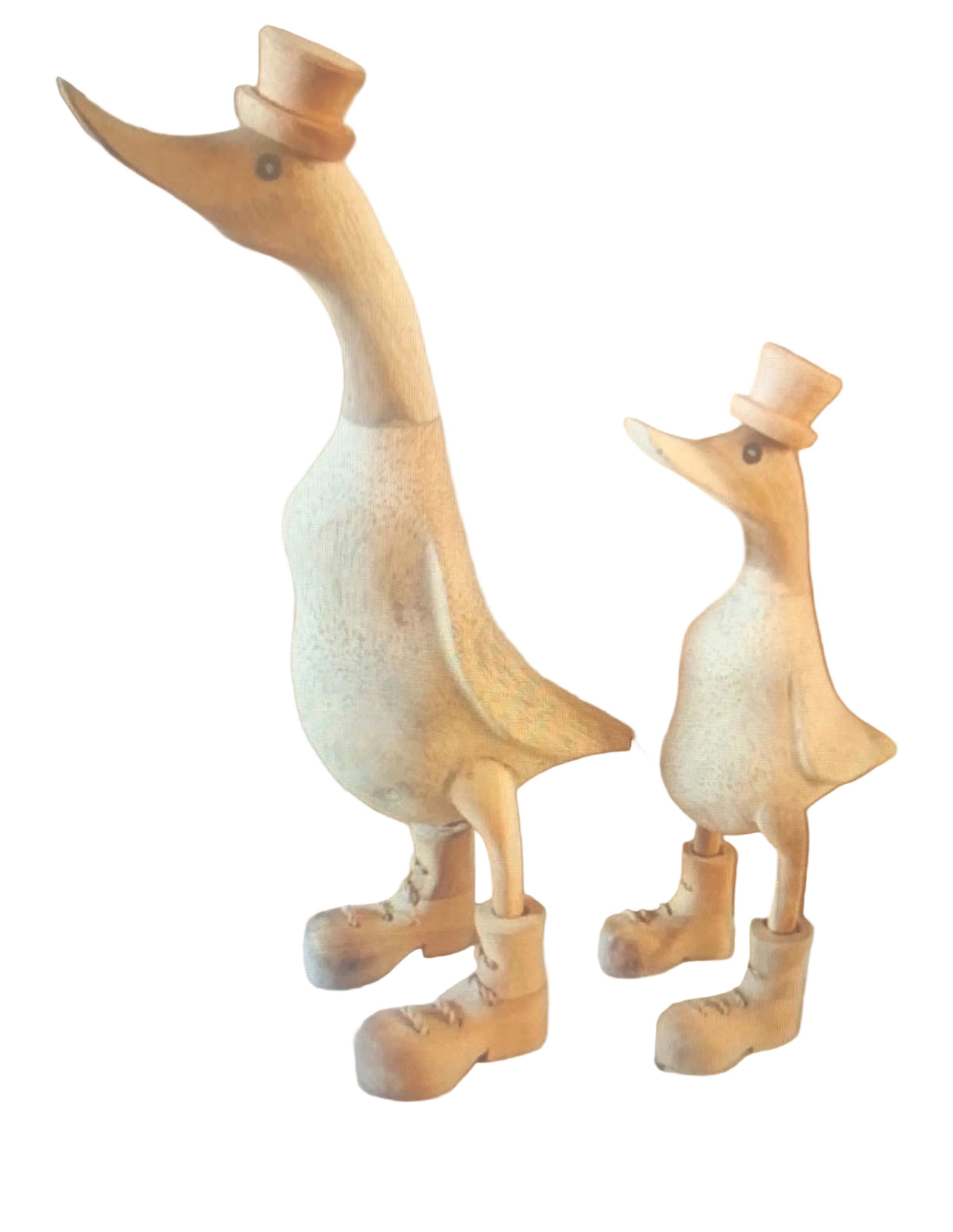 A Wooden Ready To Paint Duck With Boots And Hat