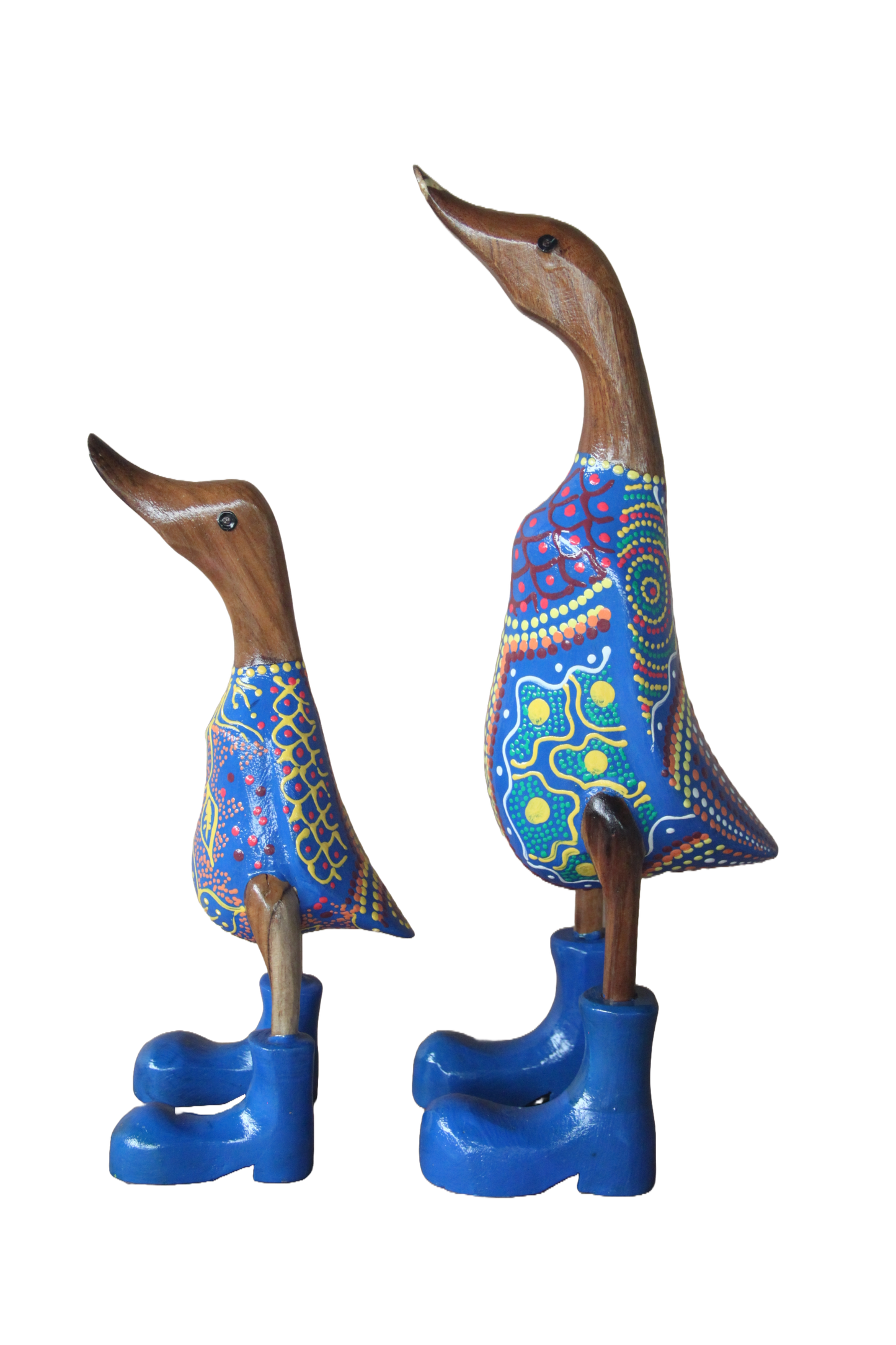 Classic Wooden Native Art Duck 25cm Blue