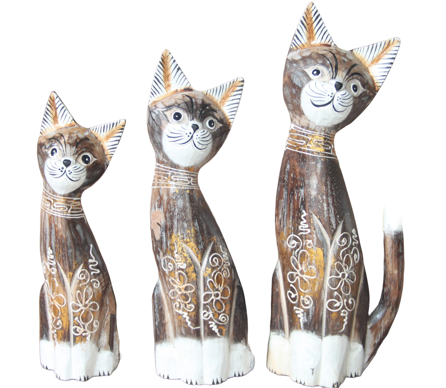 Cats Set Of 3 Natural Sm Med Lge