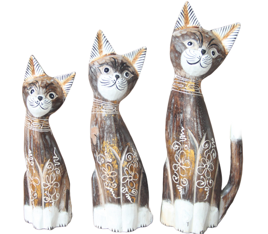 Cats Set Of 3 Natural Sm Med Lge