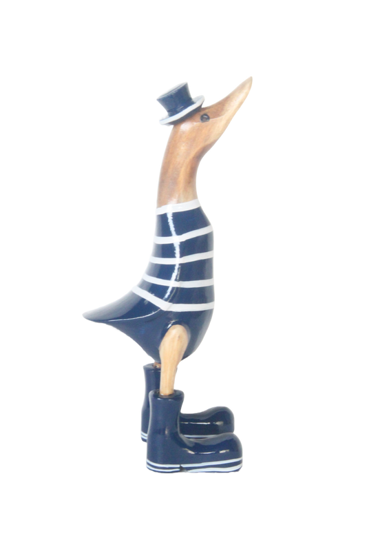 Wooden Duck Blue With White Stripes And Boots 25cm