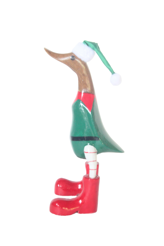Christmas Elf Wooden Duck  25cm $10.00 Slightly Injured
