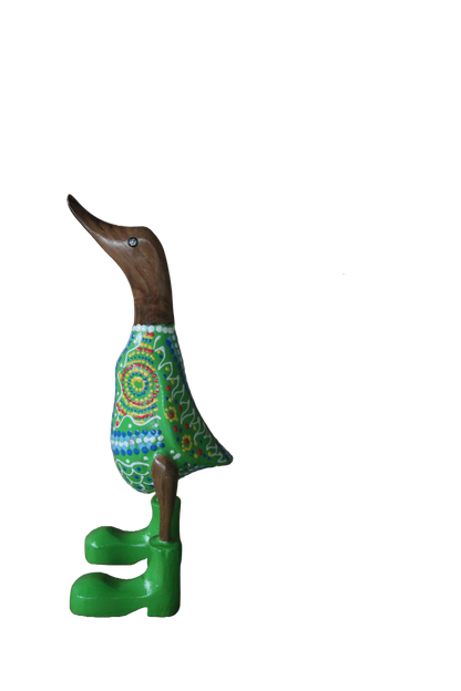 Classic Native Art  Wooden Duck 25cm Green