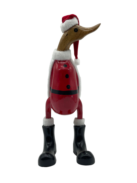 Duck Wooden Christmas Santa 25cm