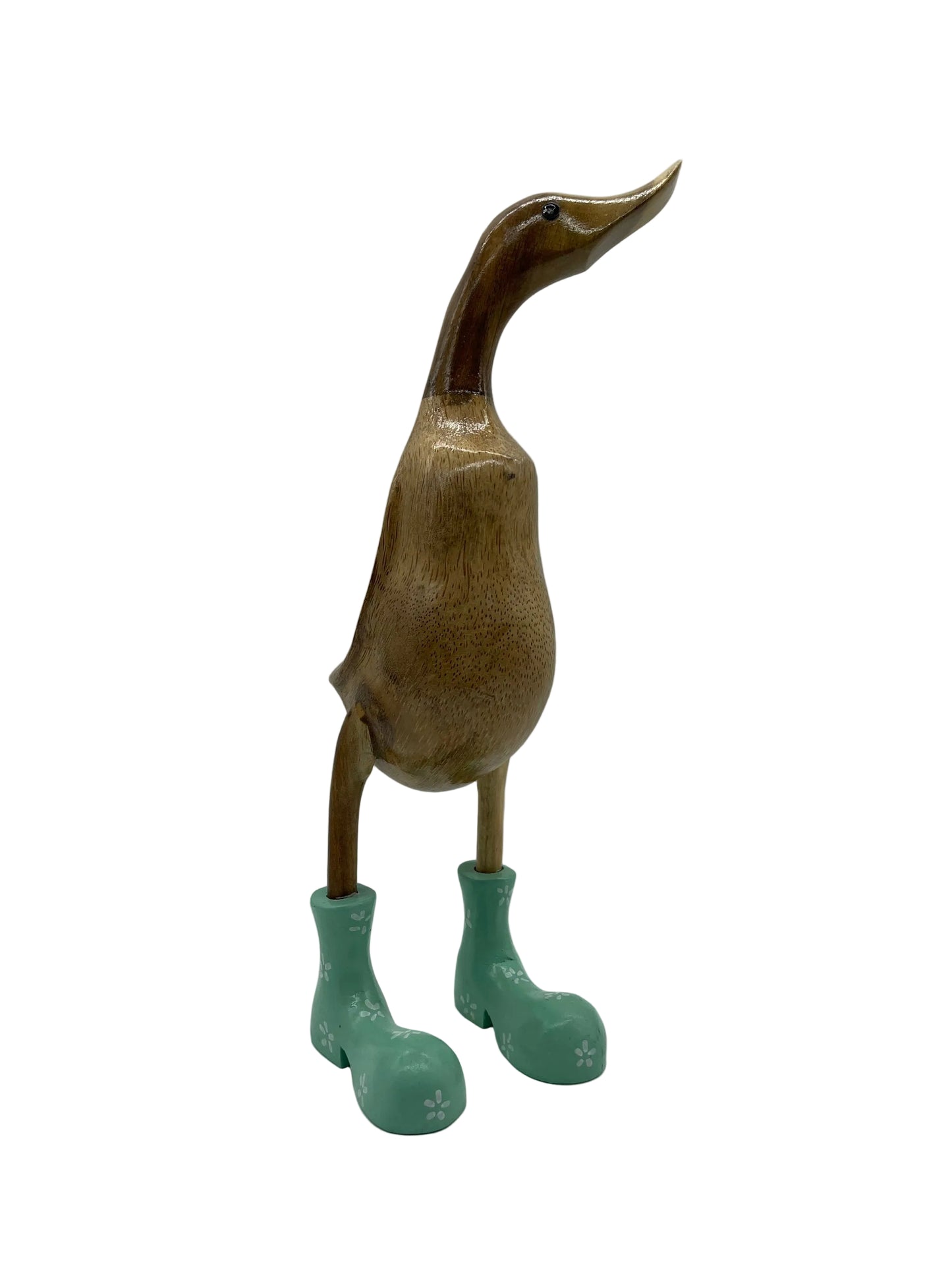 Duck Wooden With Yellow Or Green  Boots And Flowers