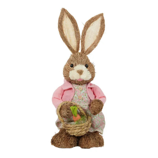 AAA Mary Rabbit Pink With Straw Basket 20cm x 45cm