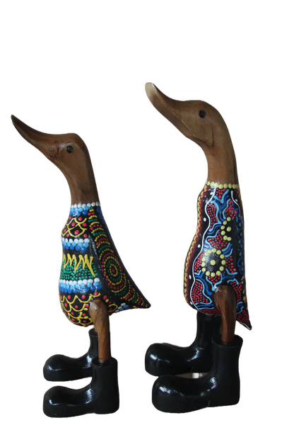 Classic Native Art  Wooden Duck 25cm Green
