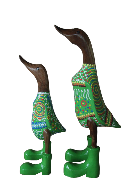 Classic Native Art  Wooden Duck 25cm Green