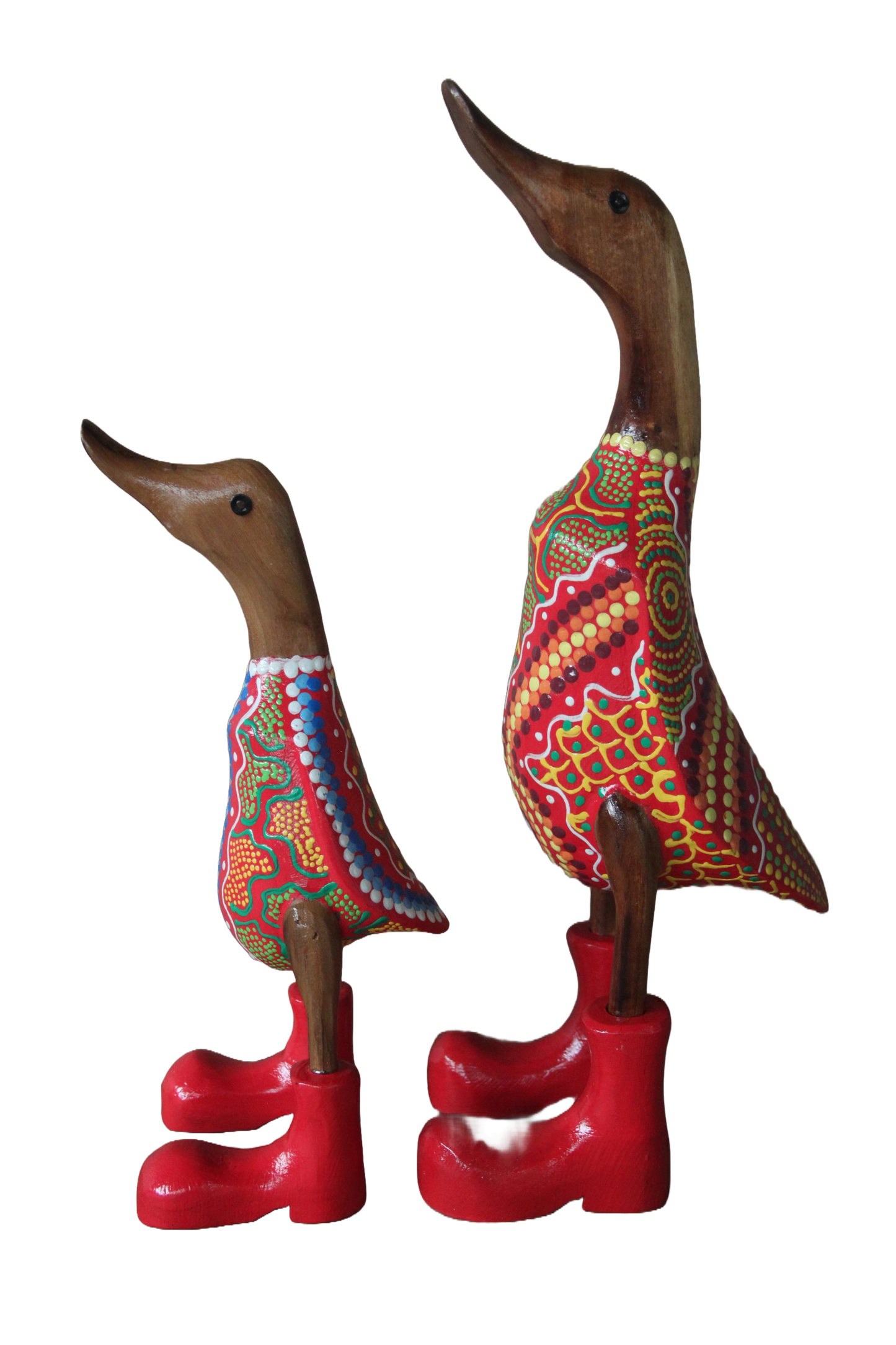 Classic Native Art Wooden Duck 25cm Orange