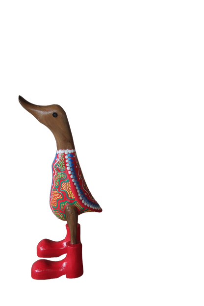 Classic Native Art  Wooden Duck 25cm Red