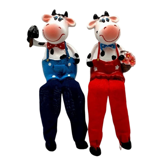 Red And Blue Cow Shelf Sitters