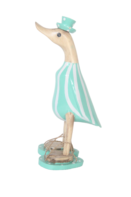 A Wooden Duck Aqua With Sandals 25cm