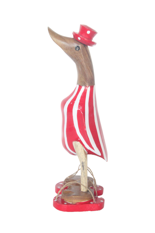 Wooden Duck Red With Sandals 25cm