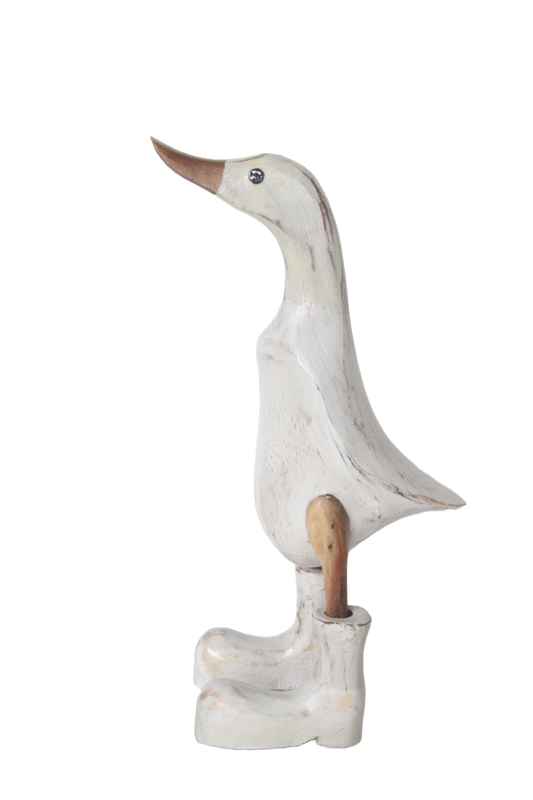 Wooden Duck White Wash 25cm